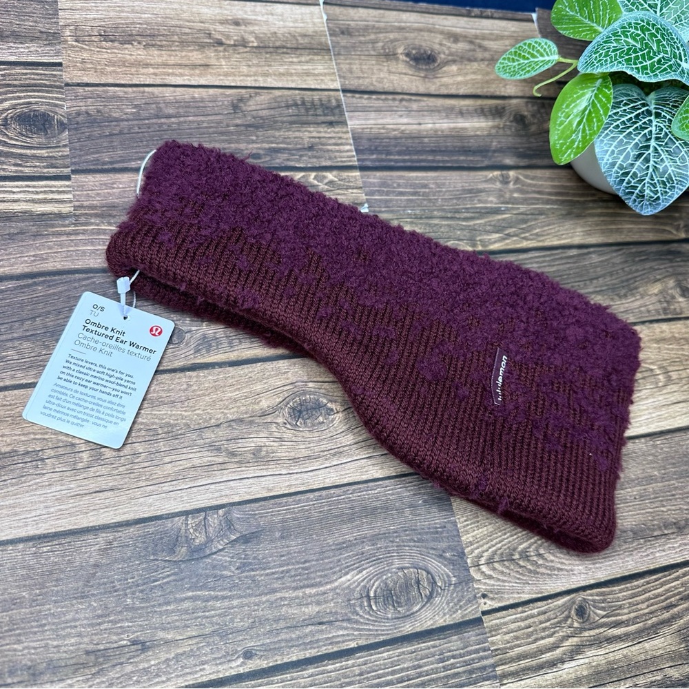 NWT Lululemon Ombre Knit Textured Ear Warmer ONE SIZE (Red Merlot) - Picture 4 of 12